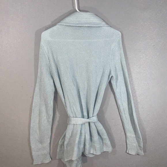 Lauren Ralph Lauren Cardigan Womens Large Blue Linen Blend Long Sleeve Collared - Picture 8 of 14